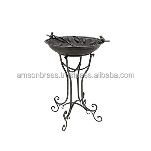 Home Hotel Outdoor Glass Birdbath with Metal Stand for Yard Lawn and Garden Decor Birdbaths Bird Bath on Sale