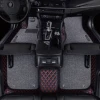 Black with red quilting and gray PVC coil mat