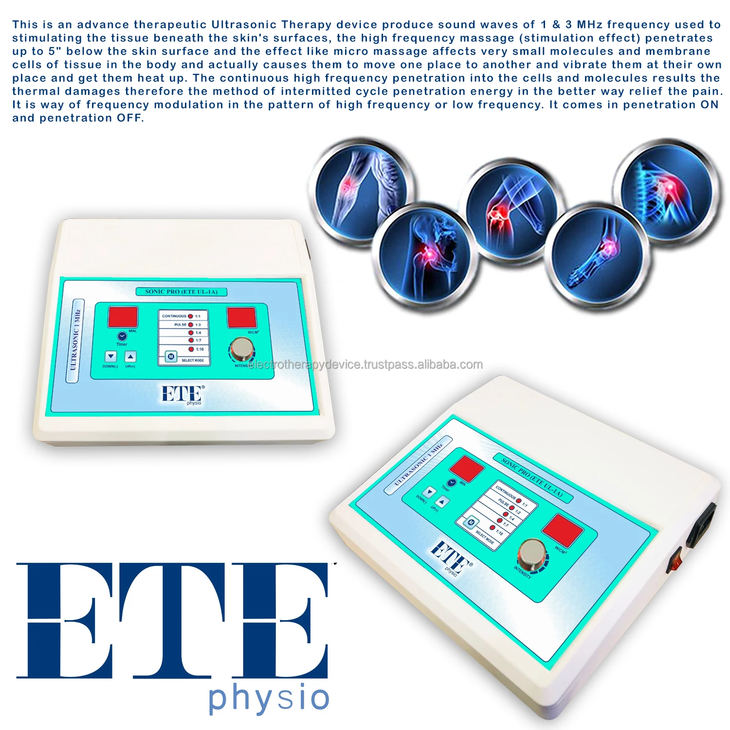 Custom Logo and Color Digital LED Ultrasonic Therapy Device for Physical Therapy Available for Wholesale Purchasers