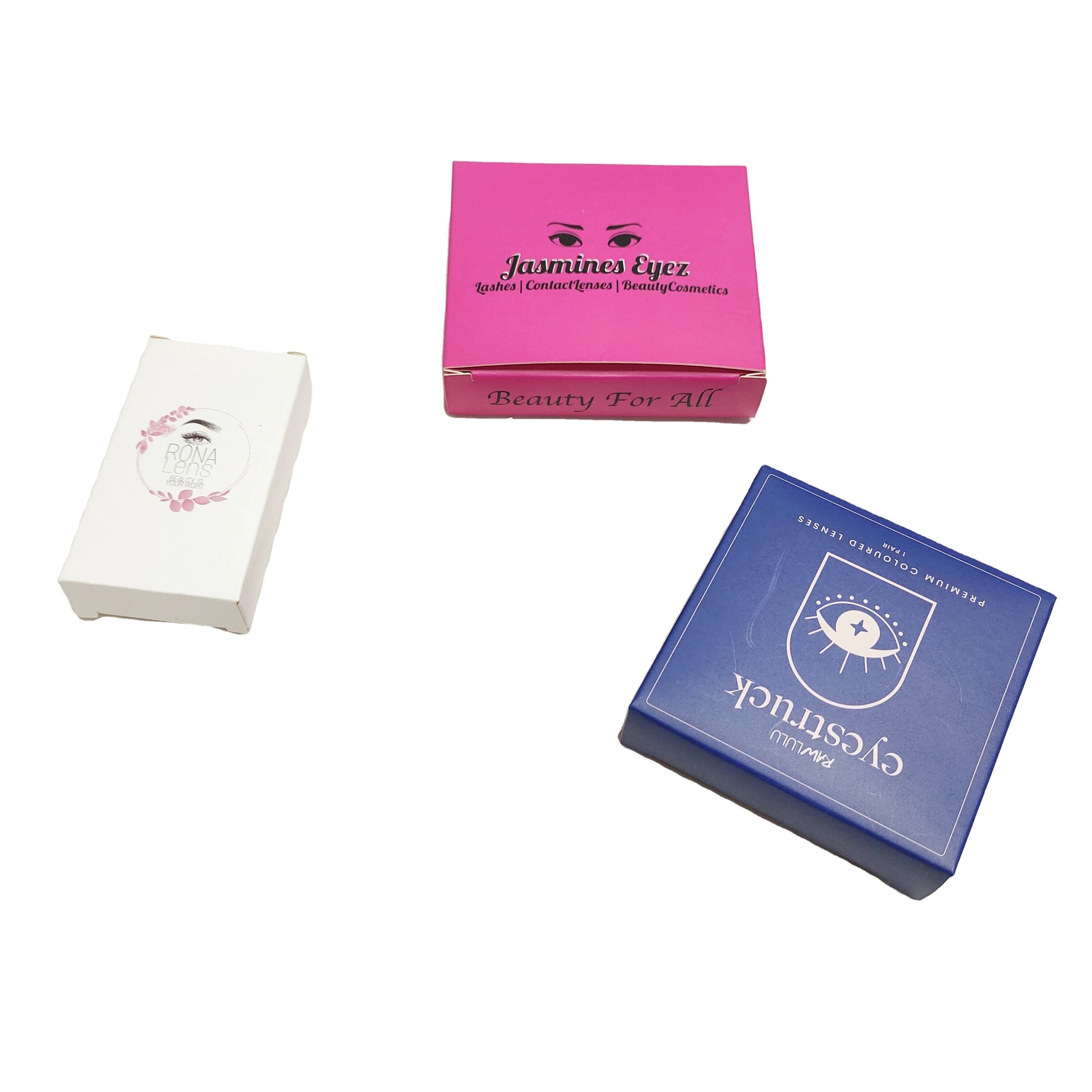 Lens Box Customized with Company logo for 1 Pair Contact Lenses Packaging Paper Box with Labels