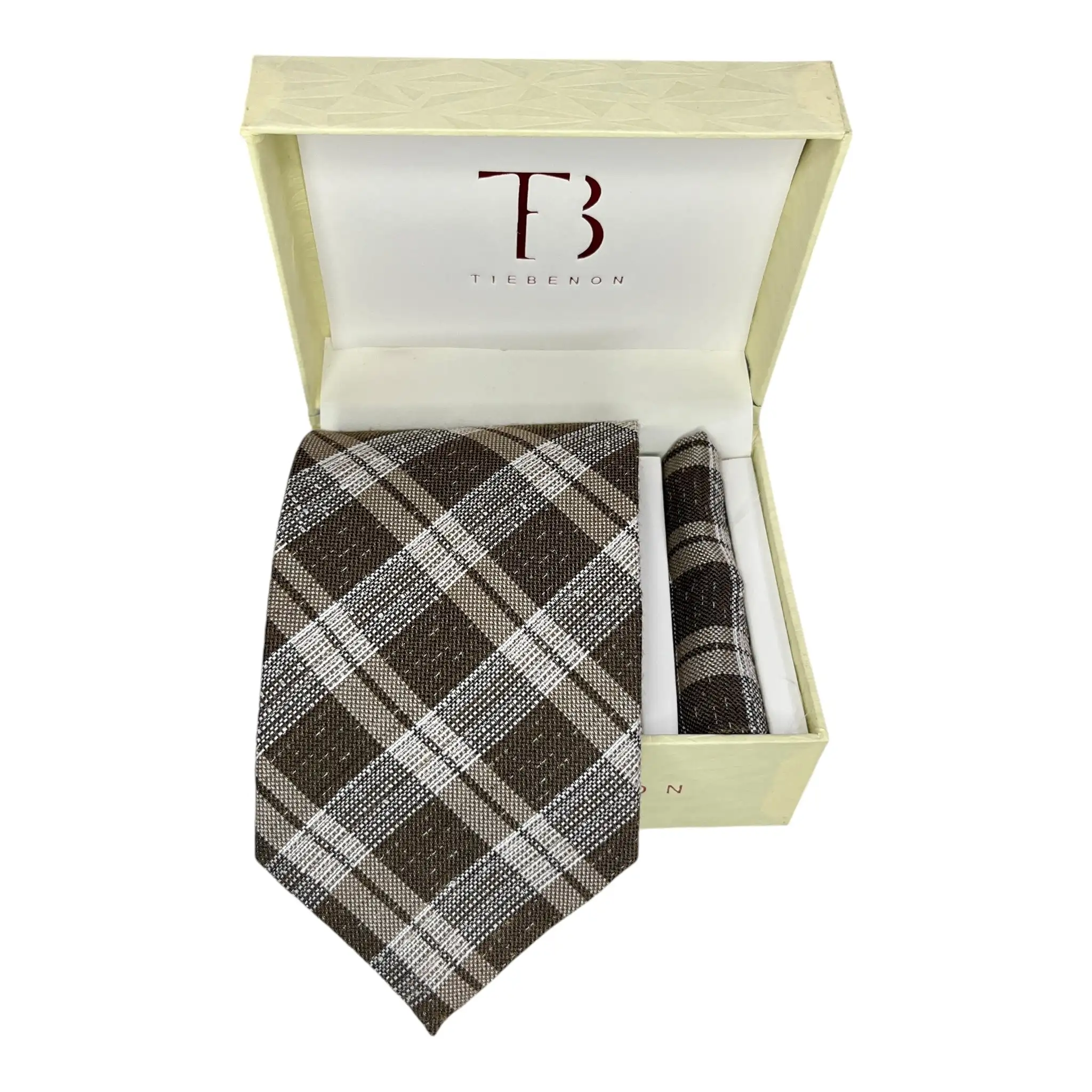 Tie Benon Multi-Color Tartan Plaided Broad Cashmere Tie and Pocket Square Combo
