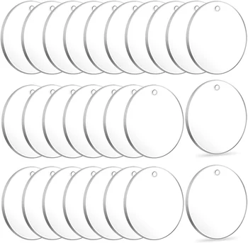 4 Inch Circle Clear Blanks Round Transparent Disc with Hole for DIY Keychain Vinyl Crafts Christmas Decor Engraving Painting