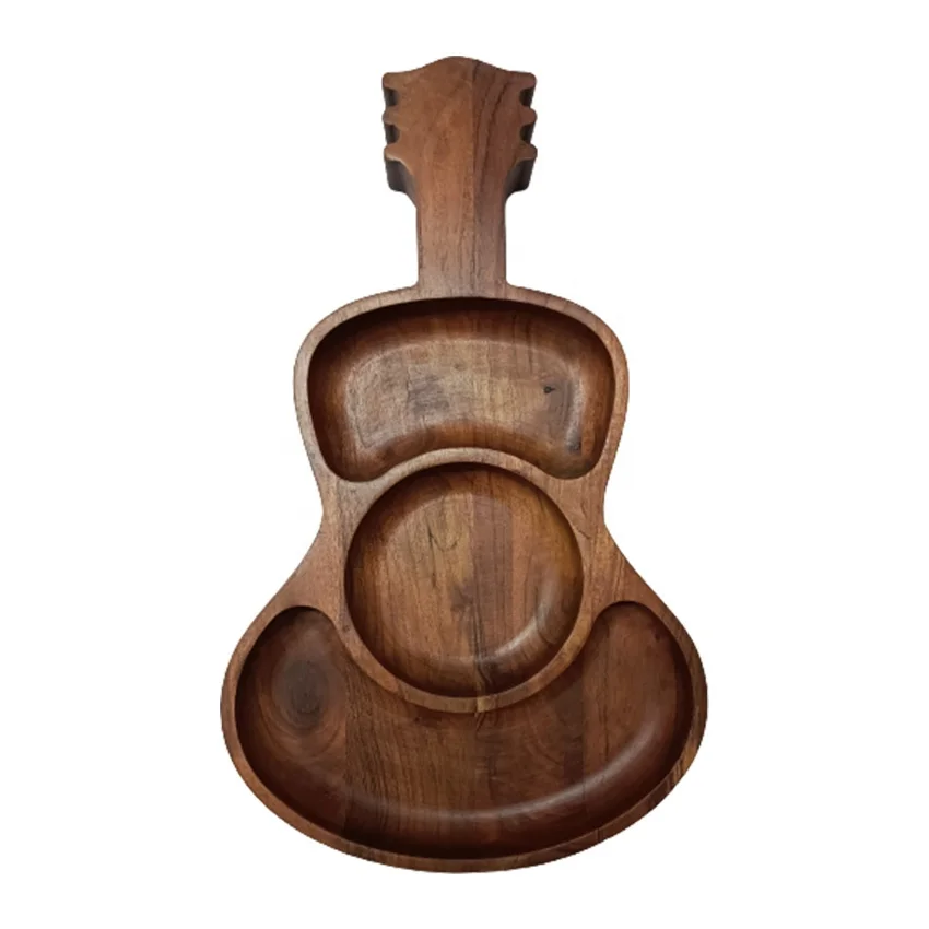 Модная индивидуальная форма, натуральное блюдо для сыра из акации, вырезанное вручную, секционные подносы для еды, закуски для домашнего использования, ковш для меда