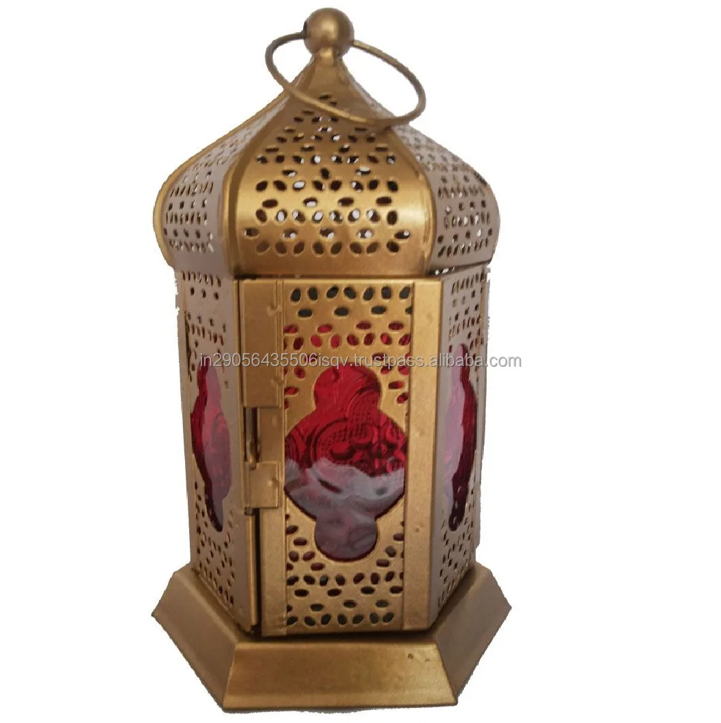 Large Wedding Decorative Copper Color With Glass Metal Lantern Antique