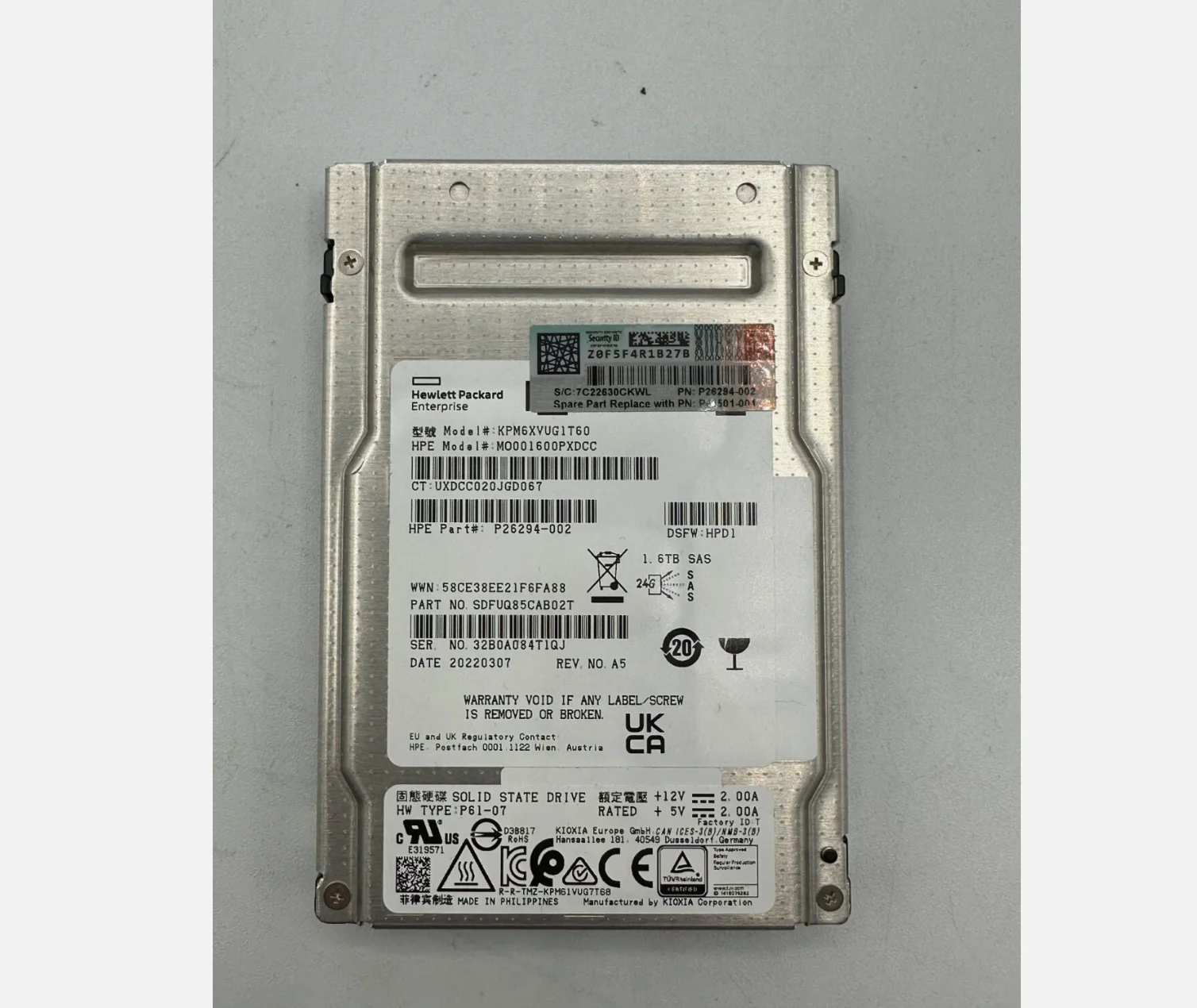 【SSD256GB】【Core i3】HP【メモリ16GB】CP-622 Server Storage Drive for HP KPM6XVUG1T60 P26294-002 - 1.6 TB SAS