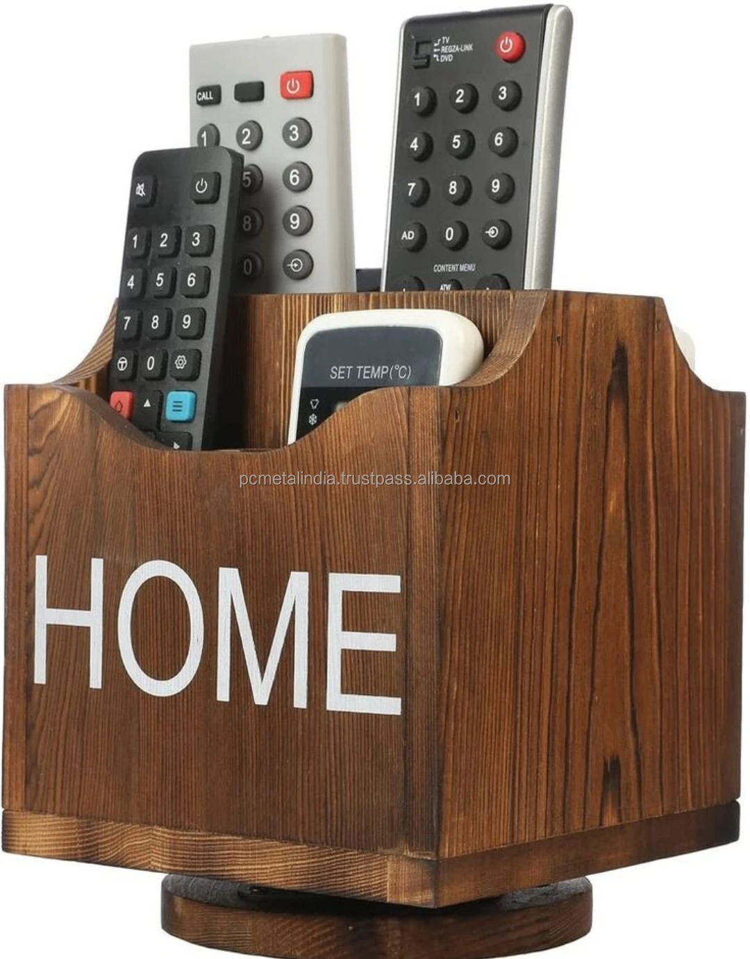 Customized Leather Tv Remote Desktop Organizer 5 Compartments Fits Tv