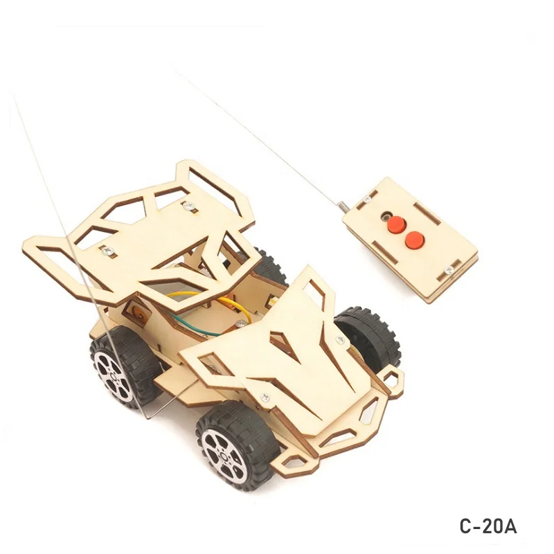 Science Wooden Learning Toy With Paint Set Engineering Kits Stem  Kids Car for Student STEM Toy Diy Wooden Car Remote Physics