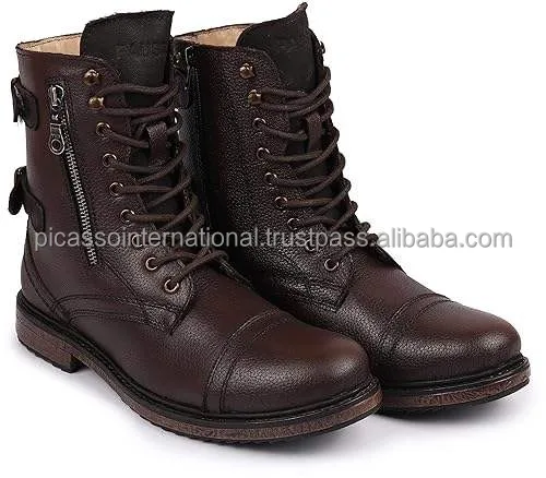 Leading Exporter of Unique Design Custom Logo Shoes OEM High Quality 100% Genuine Leather Hiking Boot for Men from India