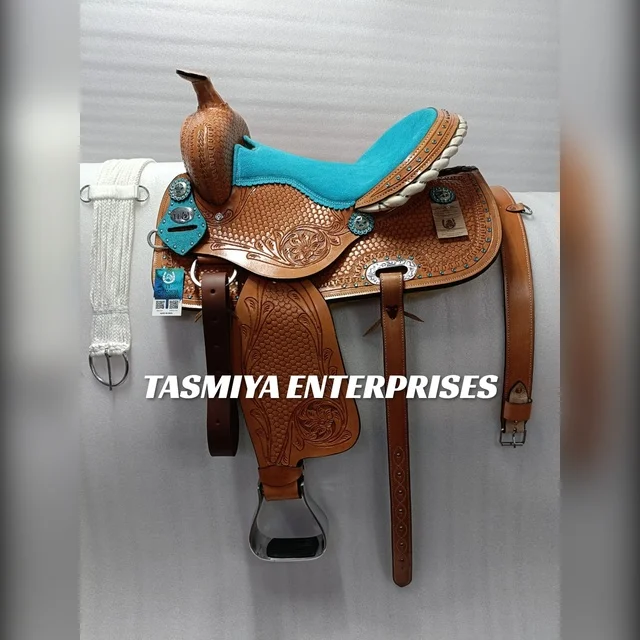 Wholesale Custom Leather Horse Saddle Western Barrel Horse Tack Set With Matching Accessories