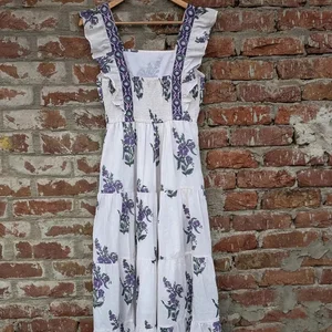 Handmade Indian Maxi Dress Hand Block Printed Cotton Tier Woven and Breathable And Eco-Friendly Partywear Long Maxi Dress