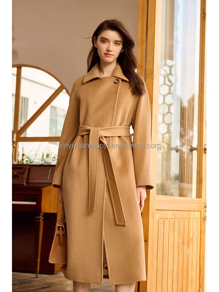 Wool Coat Women Jacket Elegant  Office Work Long Coats Fashion Coats Lady Slim Long Sleeve Overcoat
