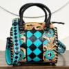 Turquoise & Black Checkered