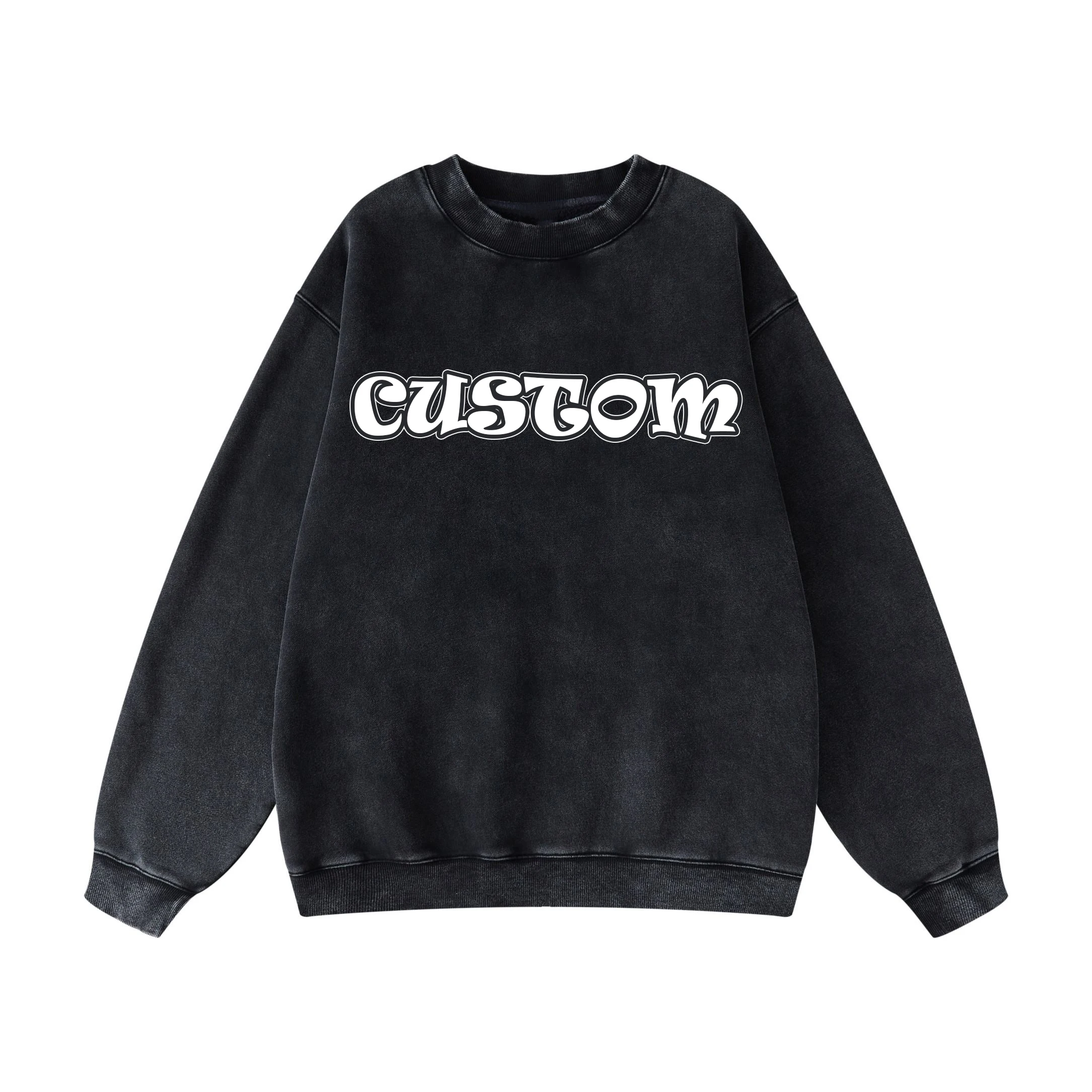 Glory Custom Screen Print Acid Wash Oversized Sweatshirt 100% Cotton Premium Quality Sweatshirt For Unisex OEM Wholesale