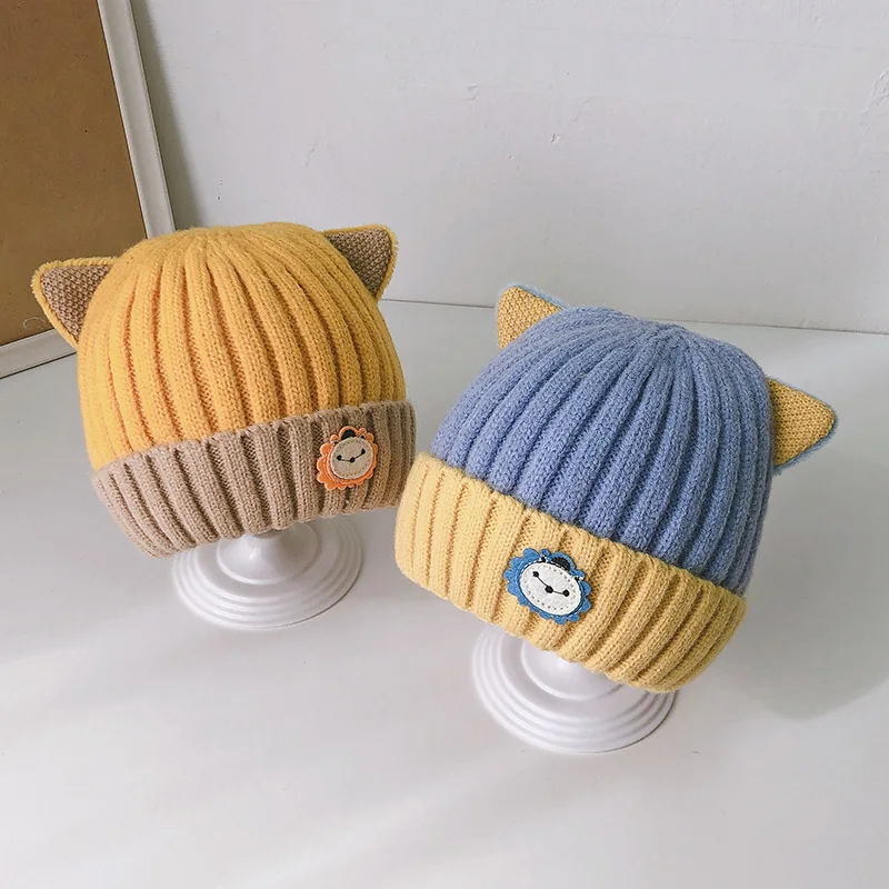 Новинка 2022 популярная зимняя Милая вязаная крючком Детская шапка с 3D любовным сердцем и кошачьими ушками плотные теплые вязаные вручную шапки для