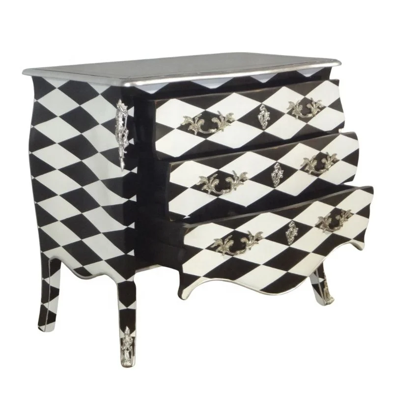 Репродукция под старину черно-белый клетчатый шкаф Bombay с ящиками дизайн для мебели во французском стиле мебель спальни