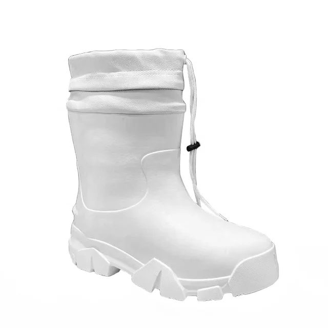 Ultra Light Soft Winter Shoe Kitchen Sea Food Cold Storage Chemical Resistant Anti-slip Fabric Sock Lining White EVA Snow Boots
