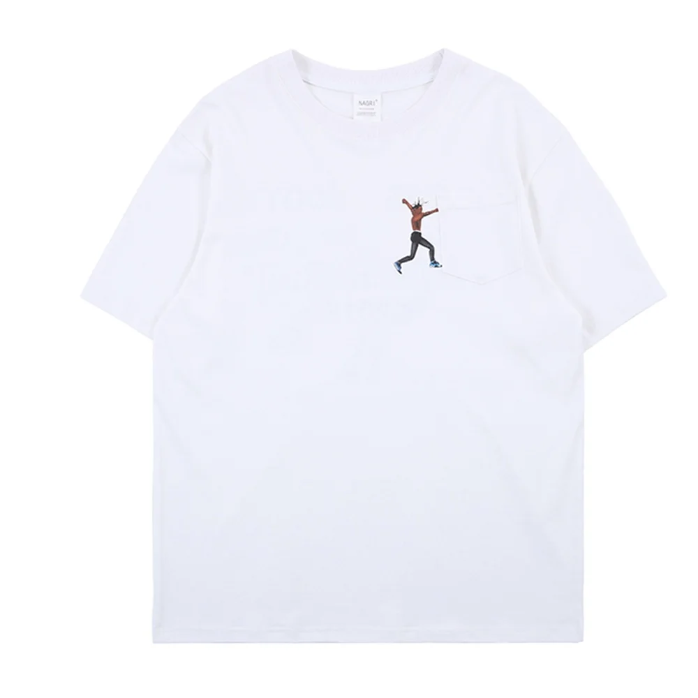 Travis Scotts Astroworld Pocket Graphic Letter Printing T-Shirts - Shop Now