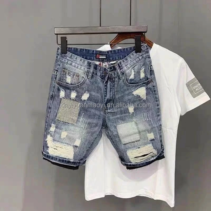 European And American High Street Washed Mid-waist Straight Summer Thin Men's Denim Shorts415_voghion.com