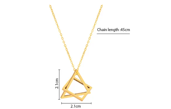 Geometric Square Triangle Stainless steel Necklace for Men Women Trendy Pendant Chains Simple Personality Clothing Accessories