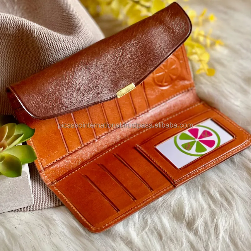 Indian Manufacturer Supply Eye Catching Look Best Quality Wholesale Natural Pattern Genuine Leather Wallet for Unisex Use