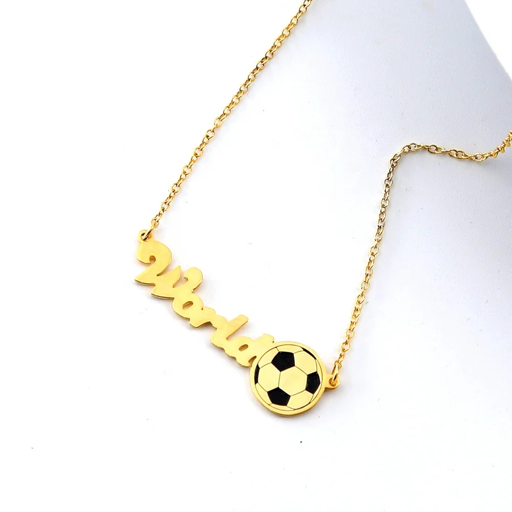 Custom World Sport Football Necklace, Stainless Steel