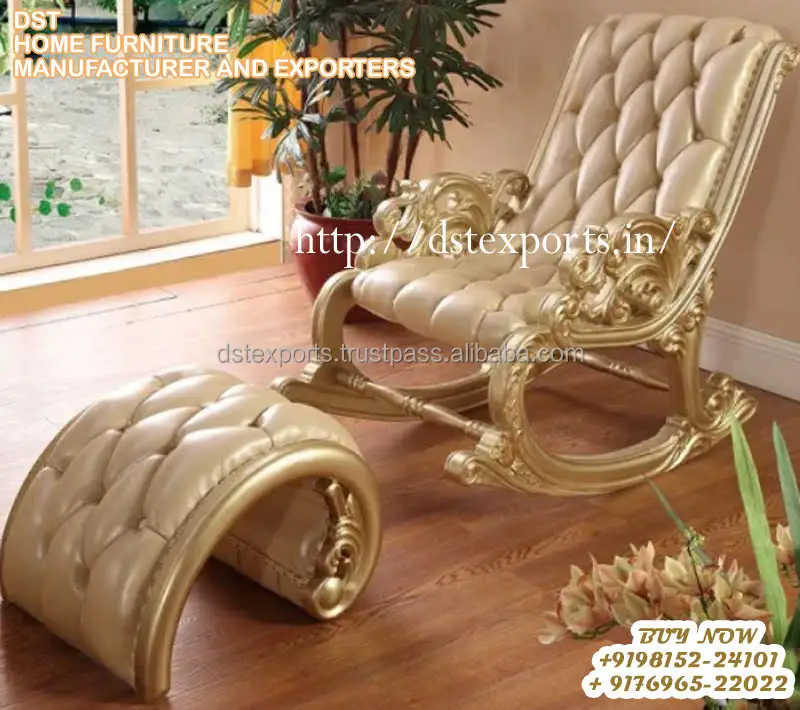 античный дизайн кресло-качалка для дома из цельного тикового дерева ручнойработы кресло-качалка винтажное кожаное удобное кресло-качалка