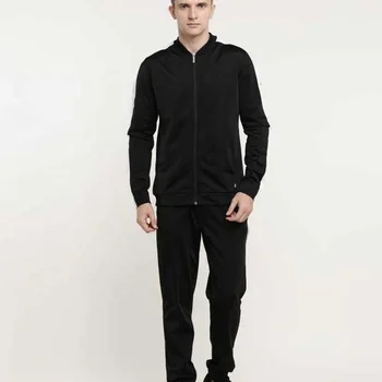 Custom made men zip up tracksuit customized black color man wholesale price tracksuits sets
