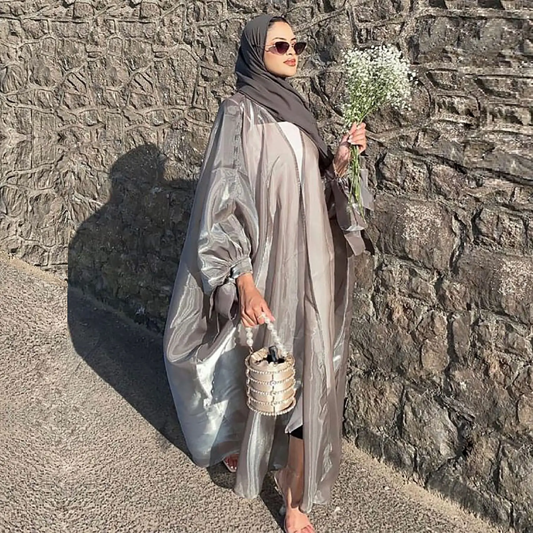 Saudi Arabia Abaya Designs Solid Color Manufacturers for Customs Clothes  Elegant Piece Dubai Abaya Set Soft Satin Kimono