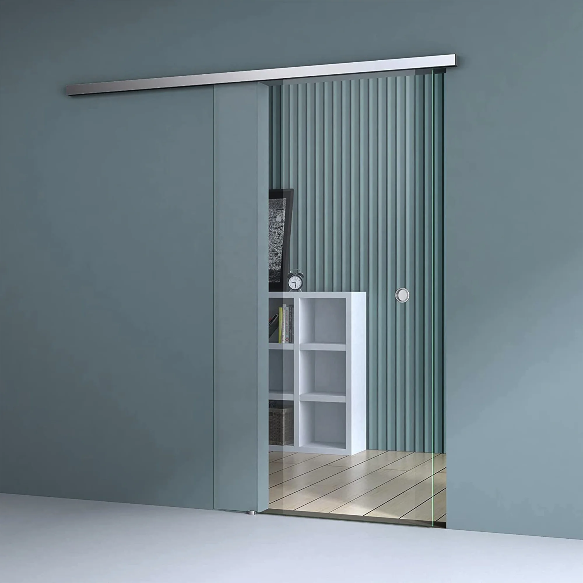 60kg Capacity Frameless Tempered Glass Adjustable Height Hydraulic Sliding Door Set Glass Door System