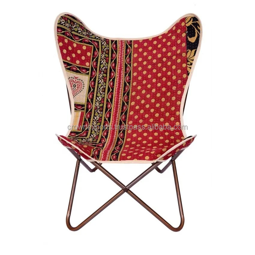 Modern Dark Brown Leather Butterfly Chair Classical Design Foldable