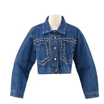 Wholesale New Collection Ladies Denim Jacket ,Coat Casual Ripped Holes Womens Jean Jackets.