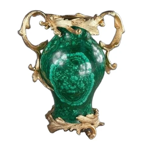 Malachite Flower Pot Semi-Precious Gemstone Home Decorative Table Top for Kitchen Countertop Customized Elegant Vintage Style
