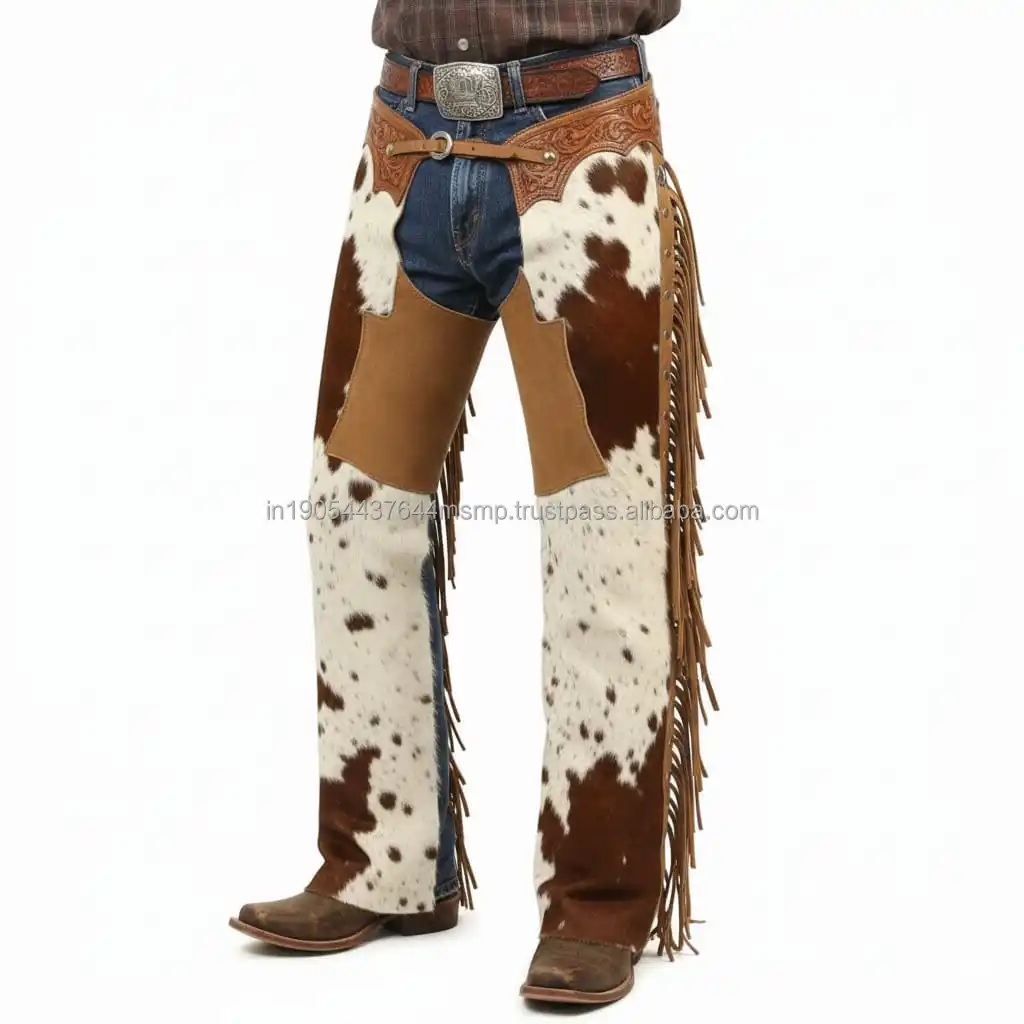 Hand Tooled Leather Cowgirl Chaps Western Rodeo Riding Chinks Ranch ...