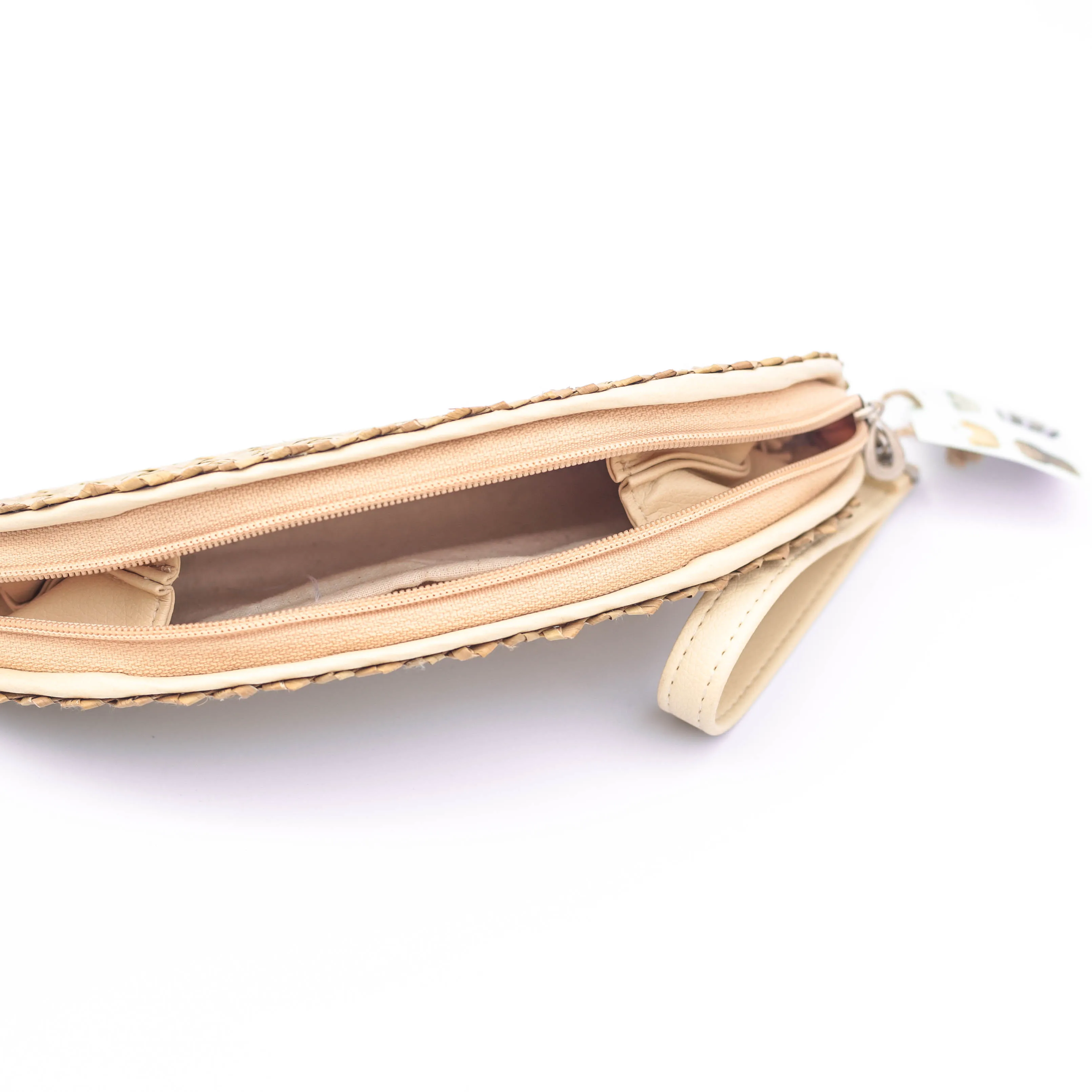 Vintage Half-Moon Straw Handbag with Leather Strap