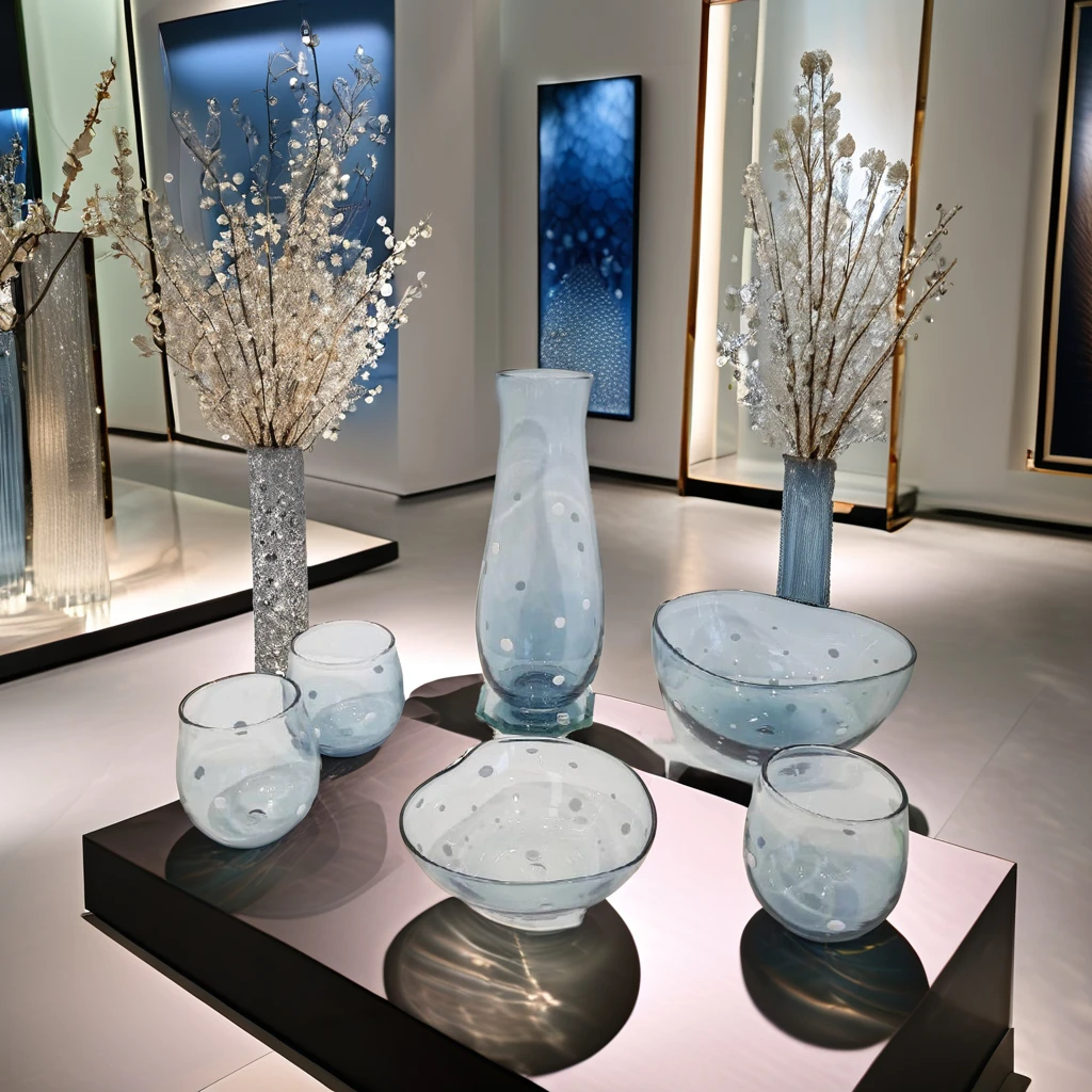 Unique Hand Blown Abstract Pattern Murano Glass Vase