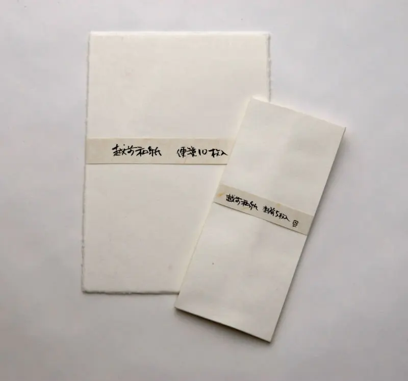 Custom Made Deckle Edged Paper Envelopes with Citrus Themed Liner Suitable for Wedding Stationers