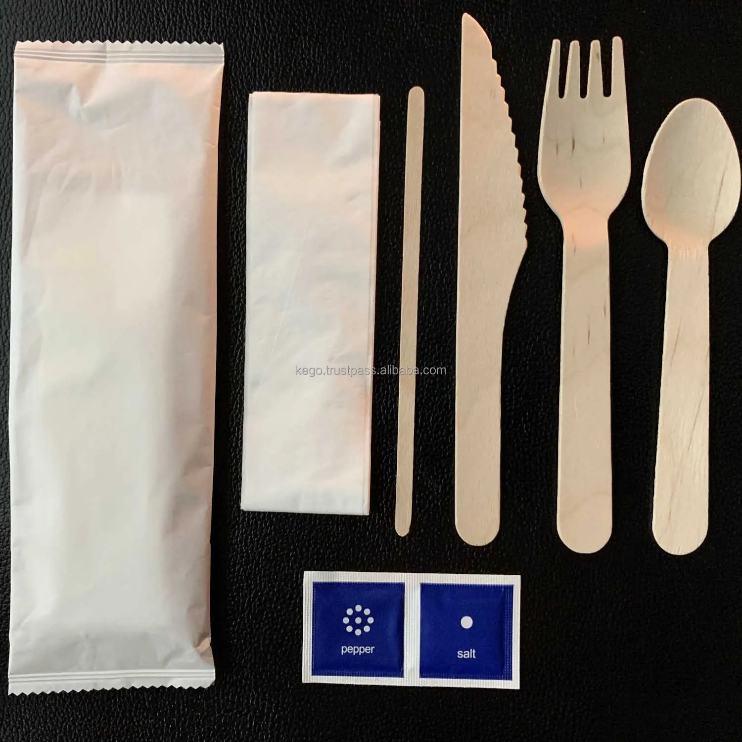 Biodegradable Compostable Disposable Wooden Cutlery Set Airline Wood