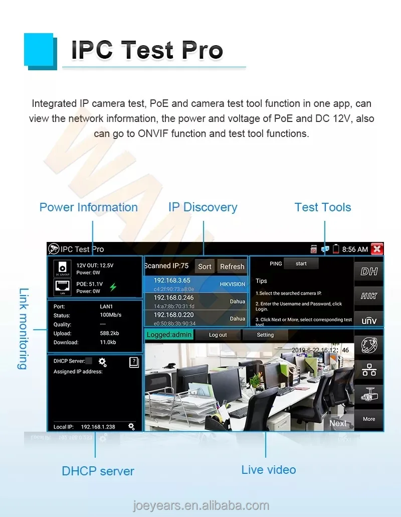 IPC-5200Plus Überwachungskameratester - 5,4 Zoll Touchscreen Für CCTV Installation