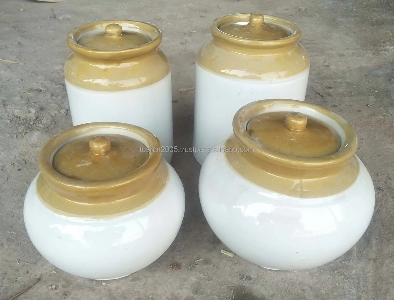 Ceramic Stone Ware Jars For Pickles And Food Grain In Vintage Indian