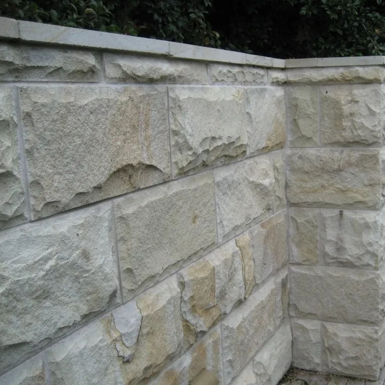 Natural Stone Capping-Golden Palimo Yellow Palimanan Sandstone Exterior Wall Cladding Split Face Finish 20-40mm Thickness Modern