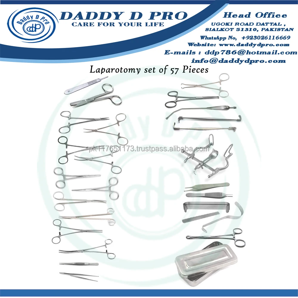Laparotomy Surgical Instrument Set Of 57 Pieces Stainless Steel By