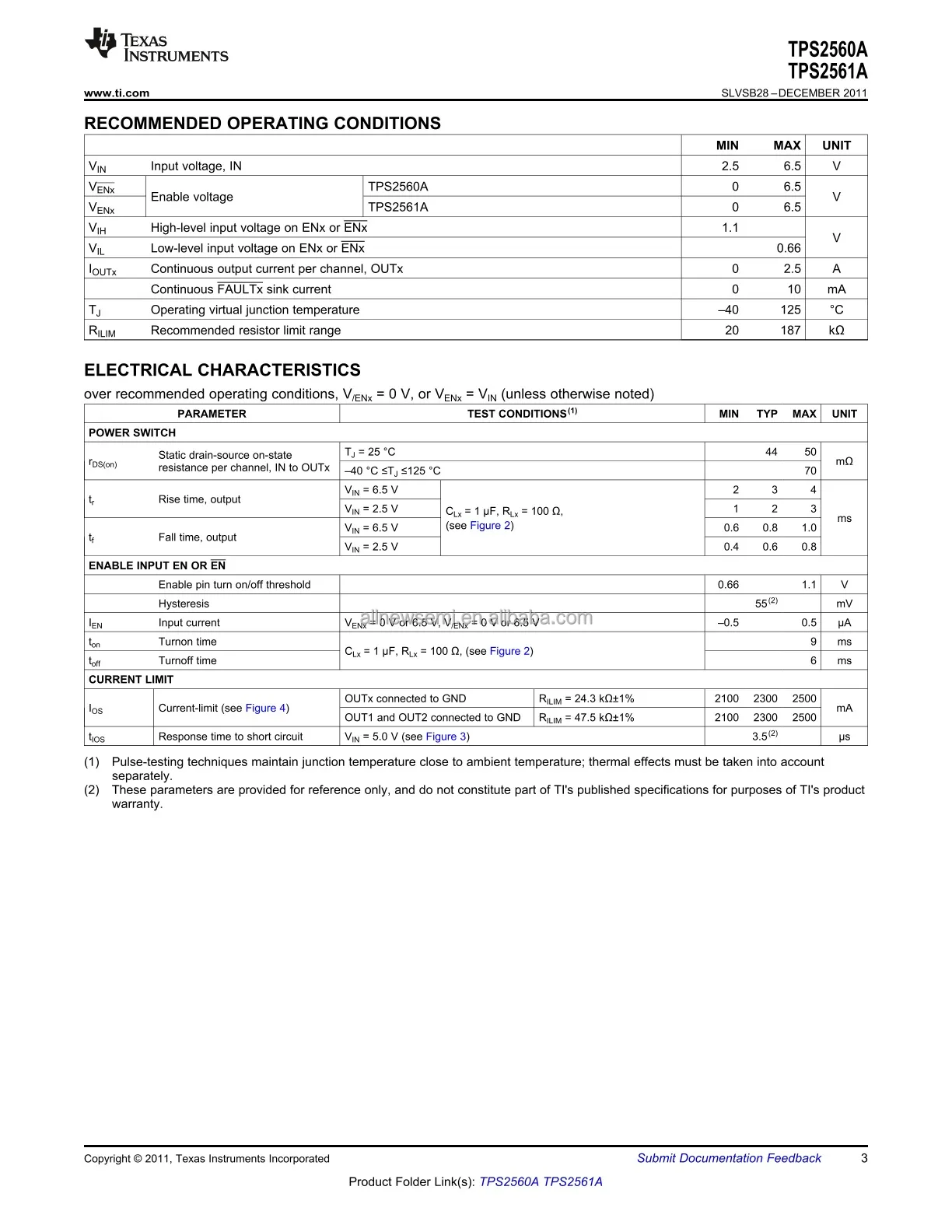 Hot sale Original TPS2561ADRCT (PMIC) IC PWR SWITCH N-CHAN 10VSON Power Switch/Driver  N-Channel 2.5A 10-VSON (3x3)