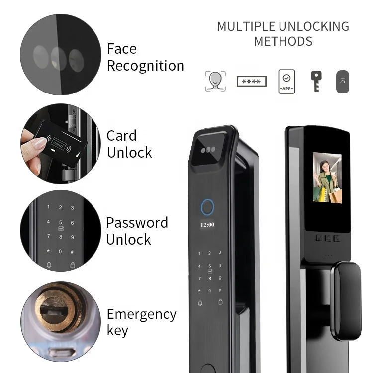 Security 3D Face Recognition Fingerprint LockTop Wifi Camera Digital Locks Nfc Card Key Rfid Code Smart Door Lock XF09