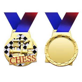 Wholesale Factory Zinc Alloy Metal 70mm Custom Small Miraculous Medals Chess With Ribbon