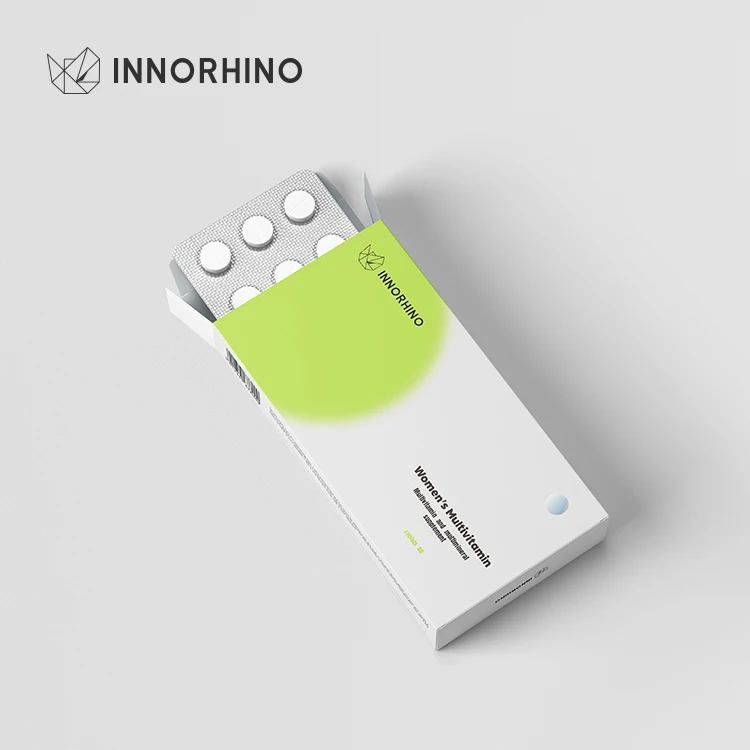 INNORHINO Biodegradable Folding Blister Carton Custom Paper Box for Pill Tablet Vitamin Capsules for Medicine Packaging