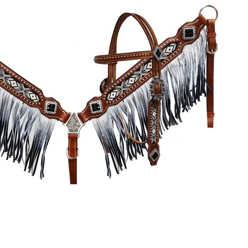 Hot Selling Best Quality 100 Cow Leather Western Headstall And Breast
