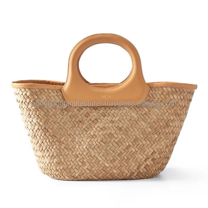 Wholesale Factory New Design Natural Water Hyacinth Bag With Leather ...