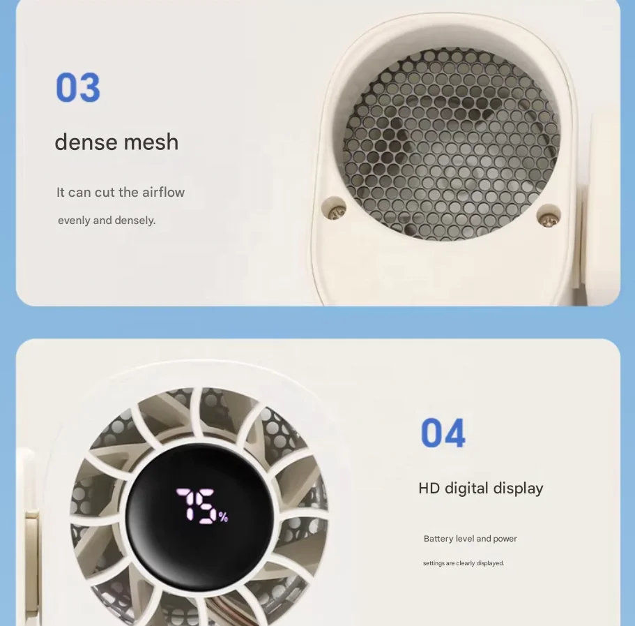 Mini Wearable Brushless Motor Hands-free Clip-on Fan 2026 New Style Waist-mounted USB Mini Outdoor Fan