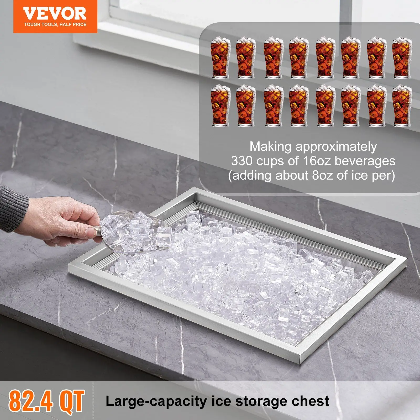 Ice Cooler 21L X 17W X 18H Stainless Steel Commercial Kitchen