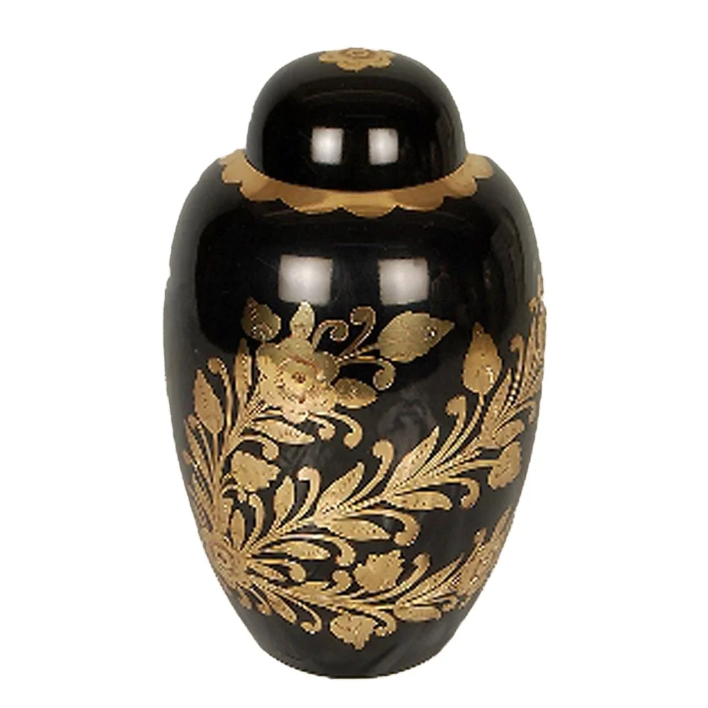 Латунные урны для кремации латунные светлые серые сумажей с золотой рельефной лентой Серебряная коробка похоронные